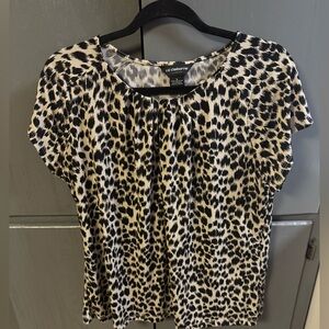 Liz Claiborne Career Key Hole Animal Print Top Size Large